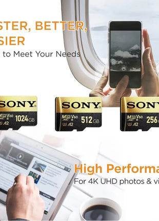 Scheda di memoria SONY TF Scheda Micro SD ad alta velocità da 1 TB 1024 GB 128 GB 256 GB 512 GB A2 U3 V30 Schede Flash SD TF per computer telefono Xiaomi