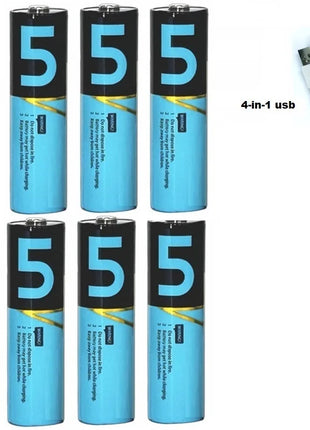 Batteria AA da 6 pezzi con cavo USB tipo C Batteria ricaricabile agli ioni di litio, batteria AA da 1,5 V, batteria AA da 2200 mWh - riparo82