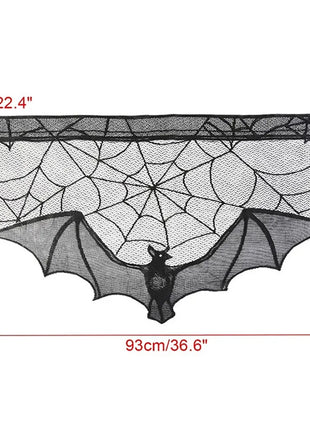 Halloween Decoration Black Spider Web Tablecloth Lace Table Runner Fireplace Cover Halloween Party Home Decor Haunted House Prop - Riparo82