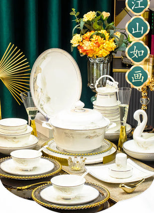 Fai da te 1 PC Jingdezhen piatti a ciotola di fascia alta, stoviglie combinate senza ceramica - riparo82