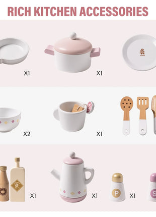 Robotime Robud Cucina in legno per bambini Cucina da gioco con caratteri di gioco Set da cucina per bambini Regalo per ragazze Ragazzi 3+ - riparo82