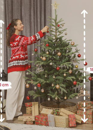 Homcom Albero di Natale Artificiale 180 Cm, Albero di Natale con 772 Rami Densi e Supporto in Metallo Pieghevole, Facile Assemblaggio, Coppia