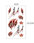 10pcs Halloween Bloody Wound Tattoo Stickers Trick Scary Waterproof Temporary Tattoo DIY Fake Tattoo Halloween Party Decoration - Riparo82
