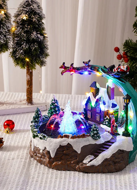 Natale nuova fontana casa luminosa casa di neve regalo di Natale rotante casa ornamenti da tavolo in resina artigianato decorativo