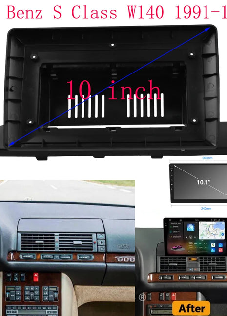 10 Inch Car Frame Fascia Adapter Android Radio Dash Fitting Panel Kit For Benz S Class W140 1991-1998 - Riparo82