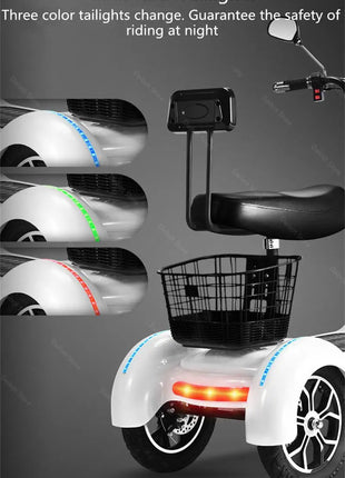 3 Wheel Mini Electric Adult Tricycle For 2 Person 500W Electric Scooter For Old People With Cargo Basket/USB/Fashion Lamp 35KM/H - Riparo82