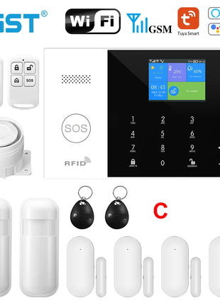 PGST Residential Tuya Smart Gsm Wifi Alarm System for Home Wireless Security Alarm House Smart Life App Control work with ALexa - Riparo82