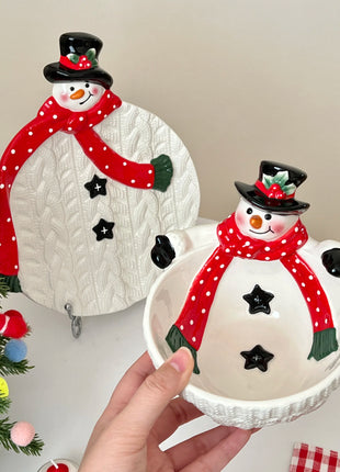 Piatto pupazzo di neve di Natale, piatto da dessert in ceramica, regalo di Natale, piatto creativo e carino - riparo82