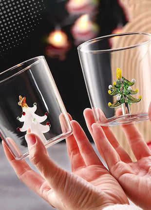 FOME Tazza di vetro creativa 1/2 pezzi Albero di Natale Caffè resistente al calore Tazza da latte Tè Tazza da caffè espresso Regali di Natale per ragazza - riparo82