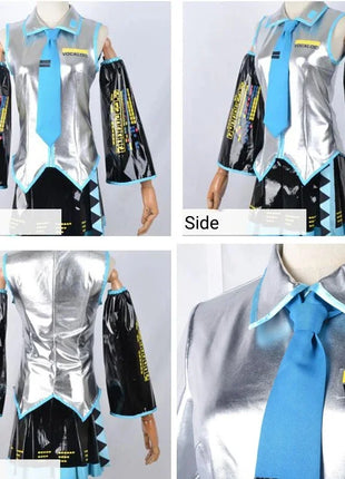 Miku Cosplay Set completo Abito in tessuto di pelle argento Miku Cosplay Copricapo Costume Outfit JK Abito da marinaio Uniforme scolastica Hallow