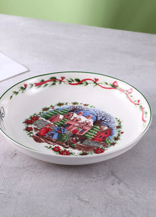 Stoviglie per famiglie con ambiente ad alta temperatura, cartone animato in ceramica atmosferica, piatto da frutta natalizio transfrontaliero da 8 pollici - riparo82