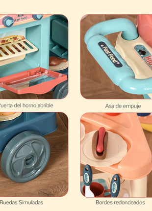 Homcom Cucina Giocattolo per Bambini 6-12 Anni 79,5X33X90,5 cm Multicolor - riparo82