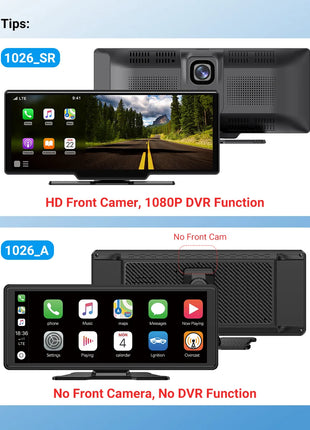 11.26 inch IPS Touch Screen Multimedia Video Player Portable 4K DVR Wireless CarPlay/Android Auto Dual Lens Driving Recorder - Riparo82