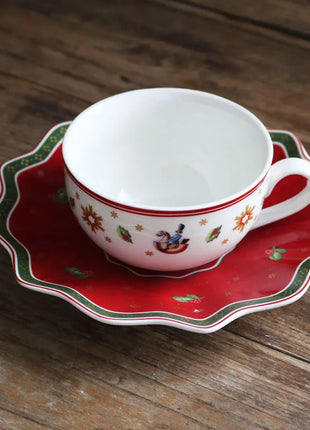 Tesoro tedesco Porcellana dura Giocattolo natalizio Joy Piatto piano multi-angolo Tazza di Natale Piattino Ciotola Candeliere - riparo82