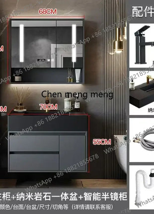 B567 Combinazione di mobili da bagno con cassetto lavabo integrato Rock Vanity Mobiletto da bagno intelligente Lavandino Lavabo Mobili