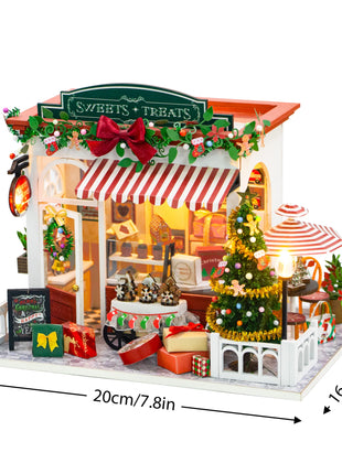 Fai da te in legno caldo Natale Lodge Casa Case delle bambole Kit modello in miniatura Casa delle bambole con mobili Luci a LED per regali di amici