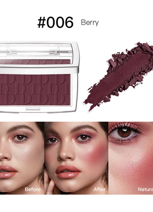 Matte Natural Cheek Tint Blush Palette Face Contouring Face Blusher Single Waterproof Matte Peach Rouge Contour Shadow Palette M - Riparo82