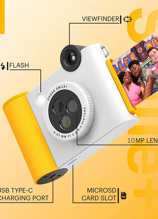 Stampante fotografica Kodak Smile+ Instant Camera da 10 MP con fotocamera e stampante All-in-One Stampa senza inchiostro ZINK Carta fotografica opzionale