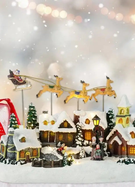 Christmas Flying Reindeer Led Musical Holidation Decoration Resin Tabletop fulcro per atmosfere festival p9yb