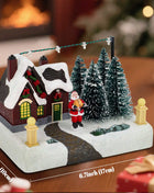Scena del villaggio di Natale Edificio da collezione con luci Alberi Babbo Natale Città di neve Decorazione del paesaggio Camino da scrivania per la casa delle vacanze