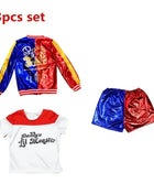 Natale Capodanno Carnevale Bambini Ragazze Suicide Harley Costumi Cosplay Squad Quinn Monster Joker Giacca Vestito adesivi per tatuaggi