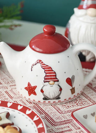 Set di posate in ceramica di babbo natale creativo nordico piatto per la cena in ceramica piatto per snack tazza per teiera per la casa barattolo sigillato regalo di natale - riparo82