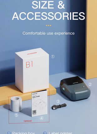 Mini Label Thermal Printer Niimbot B1 Portable Self-Adhesive Printer For Stickers Round Labels Rolls UV Tag Bluetooth Printer - Riparo82