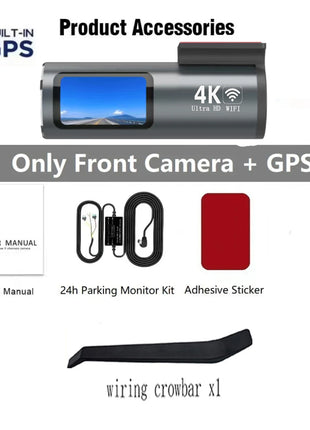 Dash Cam 4K WiFi GPS Dash Camera for Cars Mini Front Car DVR 24H Parking Mode G-Sensor Car Driving Video Recorder Loop Recording - Riparo82