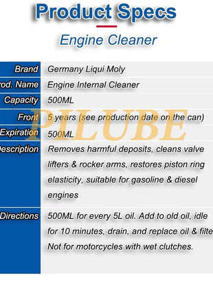 LIQUI MOLY ENGINE FLUSH 500ml Detergente efficace per il sistema dell'olio per la manutenzione dei motori automobilistici e la modifica dell'olio Protezione massima