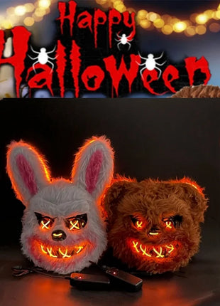 NEW LED  Light Halloween Cosplay Face Mask Party Show Stage Make-up Horror Bloody Rabbit Bear Mask Cartoon Carnival  Head Cover - Riparo82