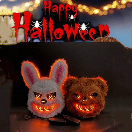 NEW LED  Light Halloween Cosplay Face Mask Party Show Stage Make-up Horror Bloody Rabbit Bear Mask Cartoon Carnival  Head Cover