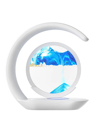 Quicksand Table Lamp Wireless Charging Desk Lamp 3D Hourglass Ornaments Sand Painting Night Light for Office Room Decoration - Riparo82