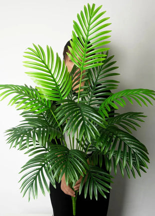 90-120cm Large Artificial Palm Tree Tropical Fake Plants Green Plastic Palm Leafs Big Monstera Tree Branch For Home Garden Decor
