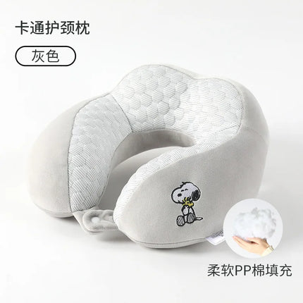 Snoopy U Shaped Neck Pillows Soft Travel Pillow Massage Neck Pillow Cartoon Comfortable Cushion Sleeping Airplane Pillow Gift