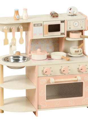 Gioco per bambini Giocattoli in legno Set da gioco per caffè per bambini con cibo da gioco Accessori da cucina Set da cucina Regalo per ragazze e ragazzi dai 3 anni in su - riparo82