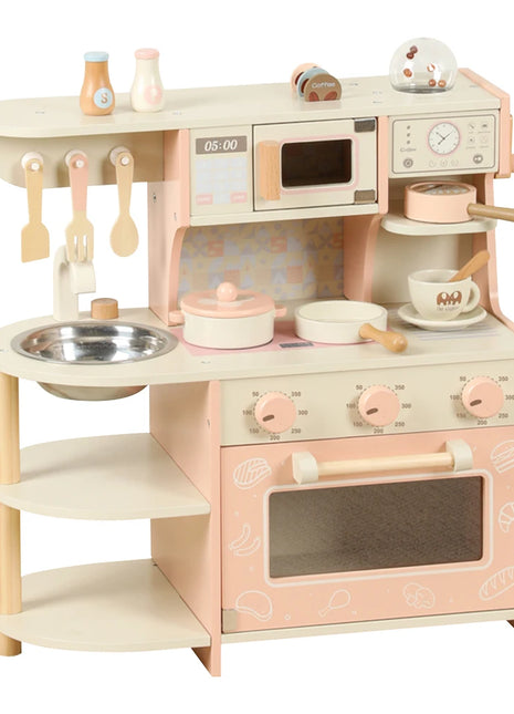 Gioco per bambini Giocattoli in legno Set da gioco per caffè per bambini con cibo da gioco Accessori da cucina Set da cucina Regalo per ragazze e ragazzi dai 3 anni in su - riparo82