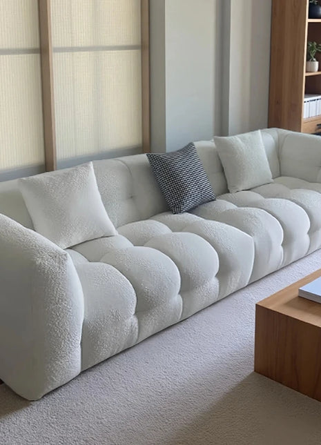 Divano Modulare a Fila Dritta con Design Divisibile, Morbido Divano in Pile Berber, Comodo Divano per Soggiorno, Accessori per Arredamento Casa e Appartamento