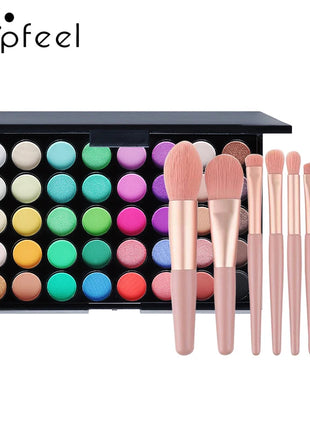 POPFEEL 40-Color Eyeshadow Palette with 8 Pink Eyeshadow Brushes – Long-Lasting, Highly Pigmented, Matte & Shimmer Combo. - Riparo82