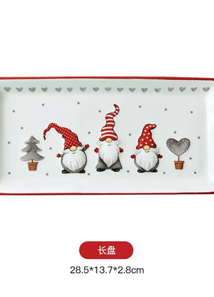 Set di posate in ceramica di babbo natale creativo nordico piatto per la cena in ceramica piatto per snack tazza per teiera per la casa barattolo sigillato regalo di natale - riparo82