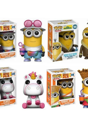 FUNKO POP Cattivissimo Me 3 Tourist Dave 418 #   Jerry 419 #   Soffice 420 #   Kyle 422 #   Giocattoli per bambini modello da collezione con action figure in PVC