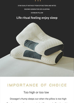 Neck Pillow Help Sleep And Protect The Neck Cervical Orthopedic Household Soybean Fiber SPA Massage Pillow For Sleeping New - Riparo82