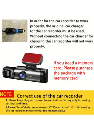Dash Cam for Cars Dual Camera Front 1080P and Inside 720P with IR Night Vision, Loop Recording, and Wide Angle Lens - Riparo82