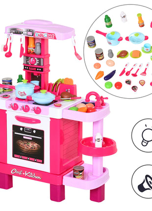 Homcom Set di giocattoli da cucina per bambini di età superiore a 3 anni Gioco di ruolo educativo precoce con 38 accessori inclusi Rosa - riparo82
