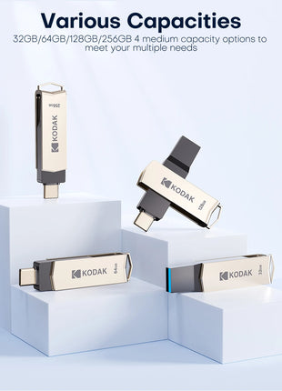 Kodak 2 in 1 Chiavetta USB Tipo-C Pendrive 32 GB 64 GB 128 GB 256 GB USB 3.2 Chiavetta USB Dual ad alta velocità Pen Drive per il telefono