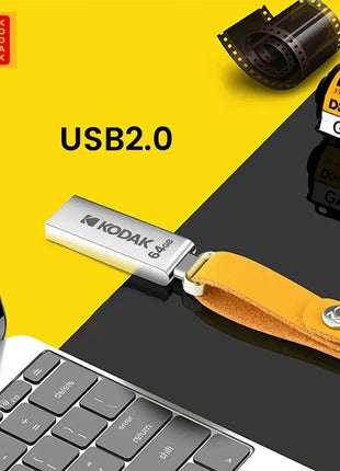 KODAK USB 2.0 Flash Drive 128GB 64GB 32GB Pen Drive impermeabile Mini Memory Stick in pelle metallo U Disk