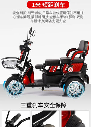 Triciclo elettrico HLZ triciclo domestico per adulti a batteria - riparo82