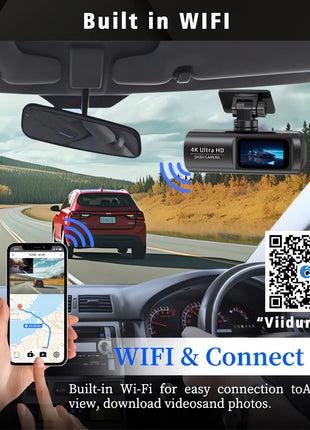 Dash Cam 4K+1080P Dual Lens WIFI GPS Car DVR Camera Video Drive Recorder Dashcam Dual Lens Black Box Front and Rear Night Vision - Riparo82