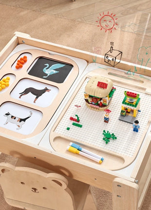 Tavolo sensoriale ottico in legno per bambini Montessori utilizzato per giochi da tavolo sensoriali Regalo di giocattoli per l'ortografia di numeri e lettere - riparo82