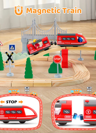 72/108 pezzi Montessori Set di treni in legno giocattolo per bambini, auto, set di treni in legno ferroviari di ingegneria regalo per ragazzi e ragazze - riparo82