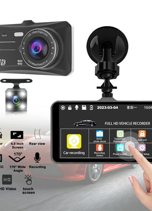 Dashcam 24H Touch Night Vision FULL HD 1080P Front And Rear Camera 4.0 Inch CAR DVR Mirror Digital Video Recorder Dvr Black Box - Riparo82